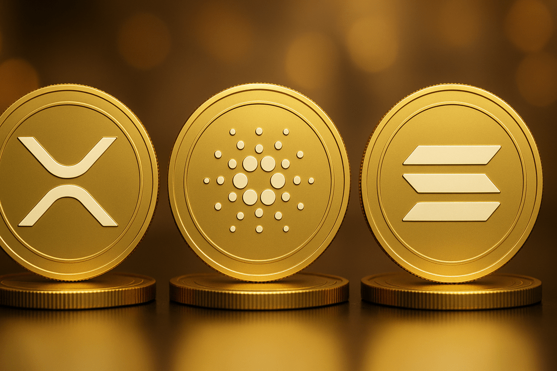 XRP ADA SOL ETF logos 2025
